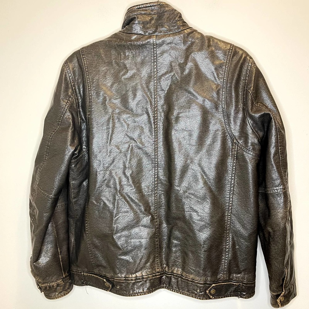 Levi's Mens Faux Leather Jacket with Sherpa Lining Brown Size Large - Picture 6 of 10
